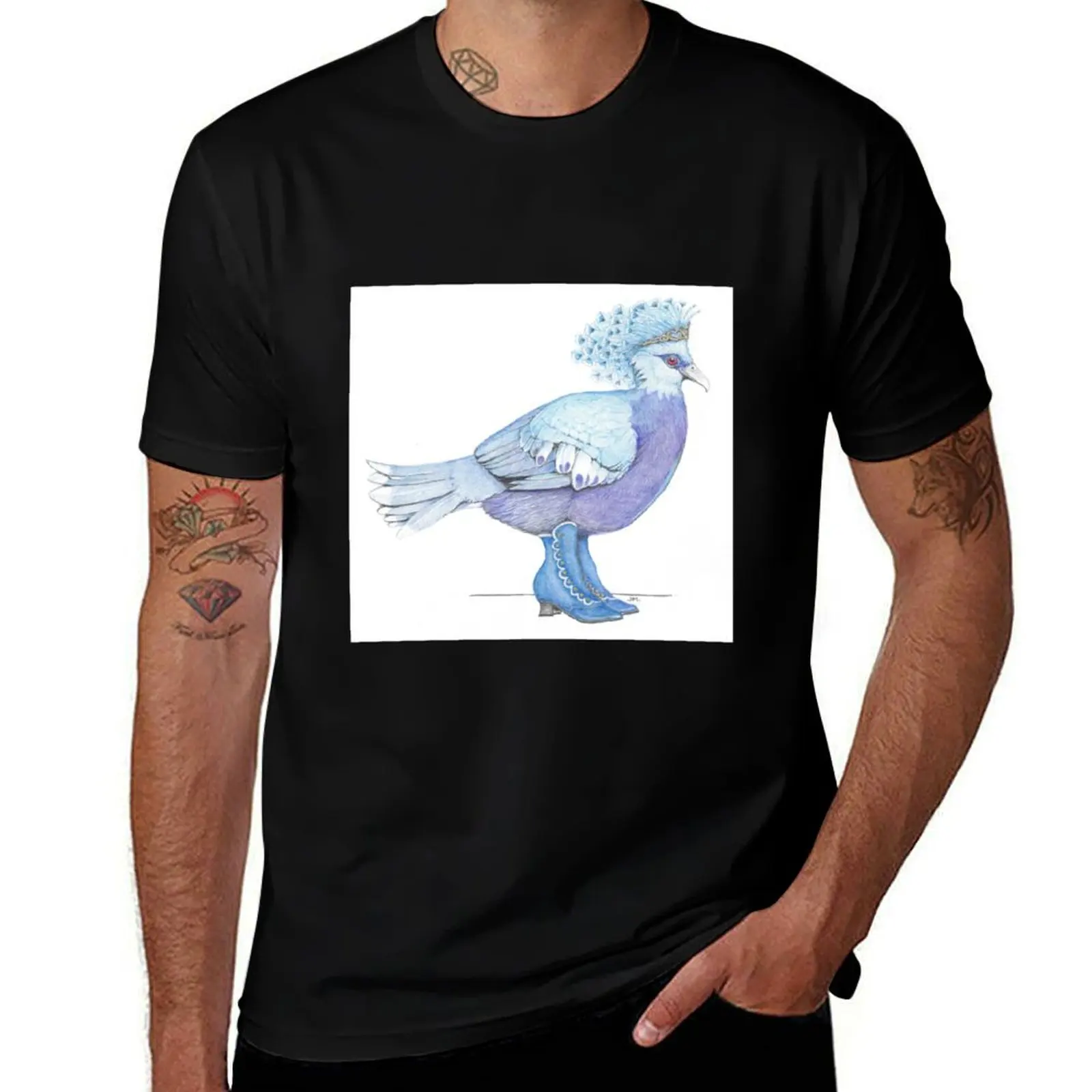 Victoria Crowned Pigeon in Victorian shoes T-Shirt Lightweight Basic Short Sleeve Shirt T-Shirt