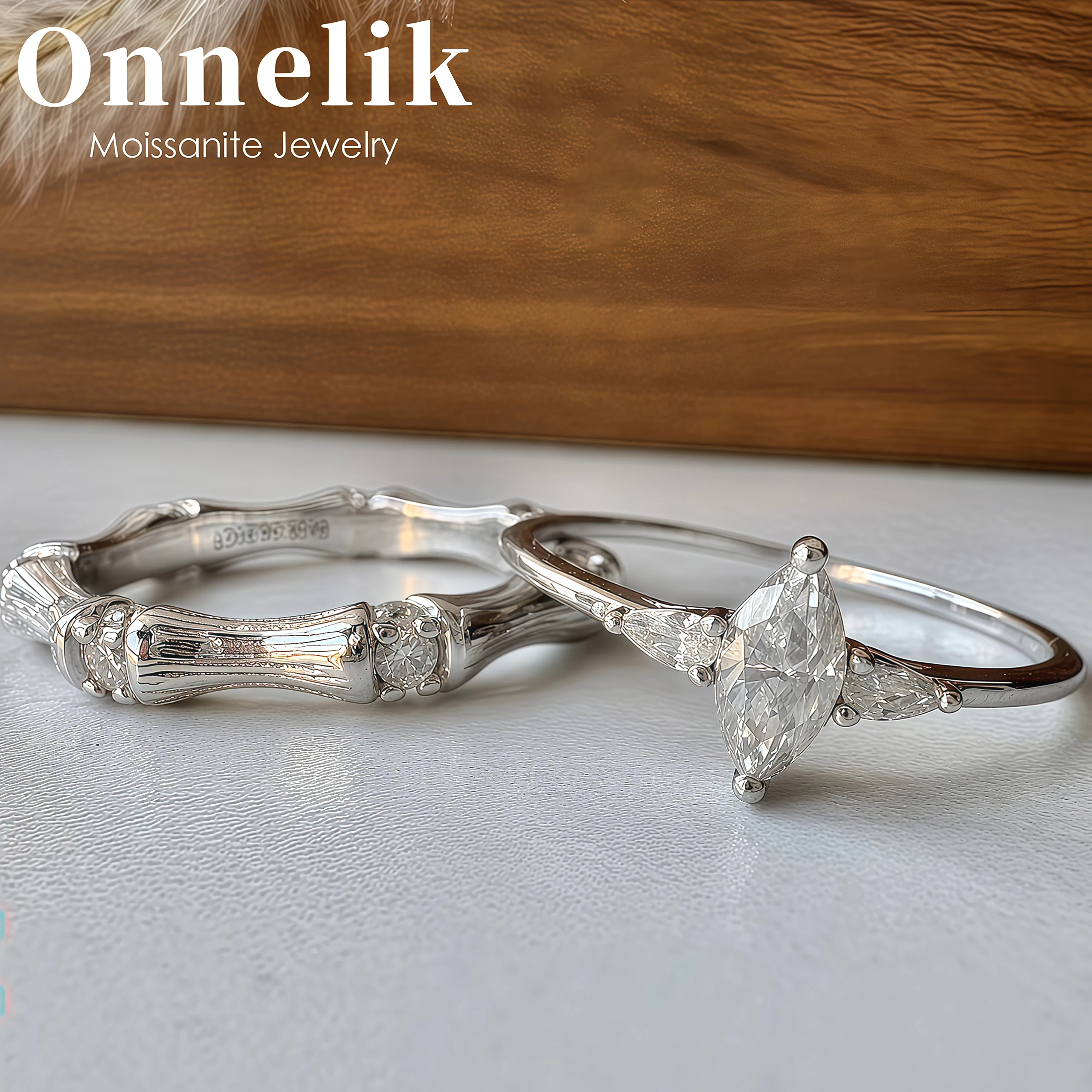 

Onnelik Classic Full Moissanite Rings 100% 925 Sterling Silver Ring For Women brithday party Gift Fashion jewelry DIY Set