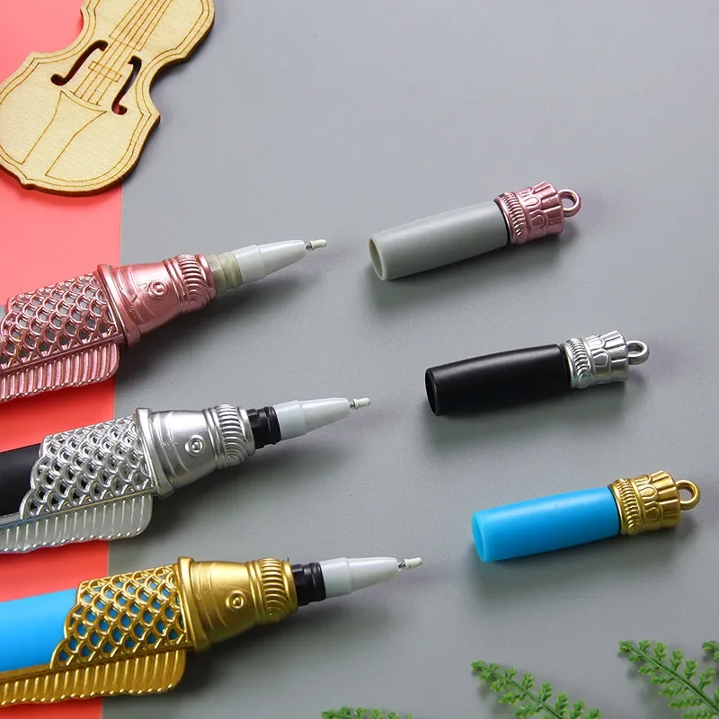 Creative Carp Shape Sword Pen Retro Weapon Gel Pen Three Colors Optional Cute Student Pen Pretty Stationery Kawaii Creative