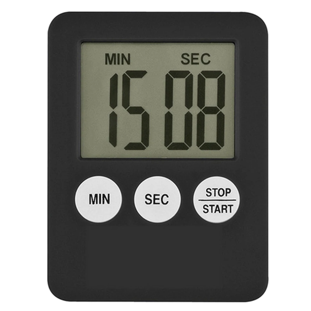 Super Thin LCD Digital Screen Kitchen Timer Square Cooking Count Up Countdown Alarm Magnet Clock