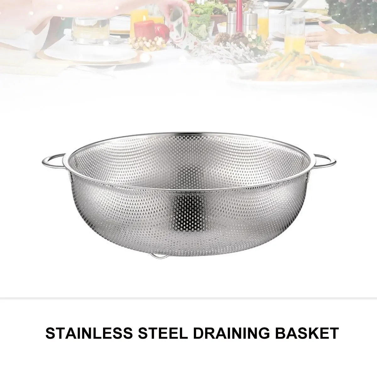 

Stainless Steel Drain Basket Fruit Vegetable Rice Sieve Multi-Functional Kitchen Storage Organizer Home Use Silver Efficient