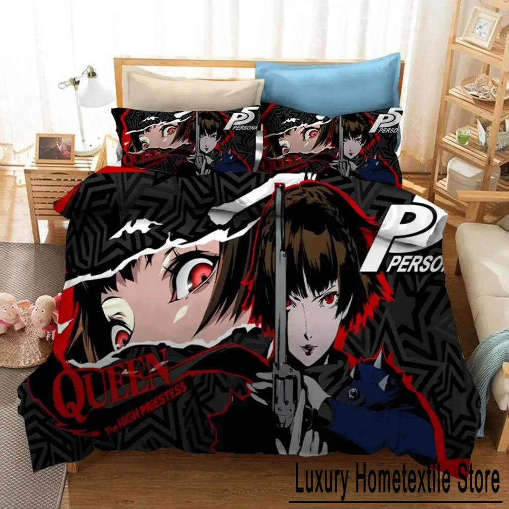 Anime Game Persona 5 Strikers 2/3pcs Bedding Set Boys Girls Twin Queen Size Duvet Cover Pillowcase Bed Kids Adult Home Textile