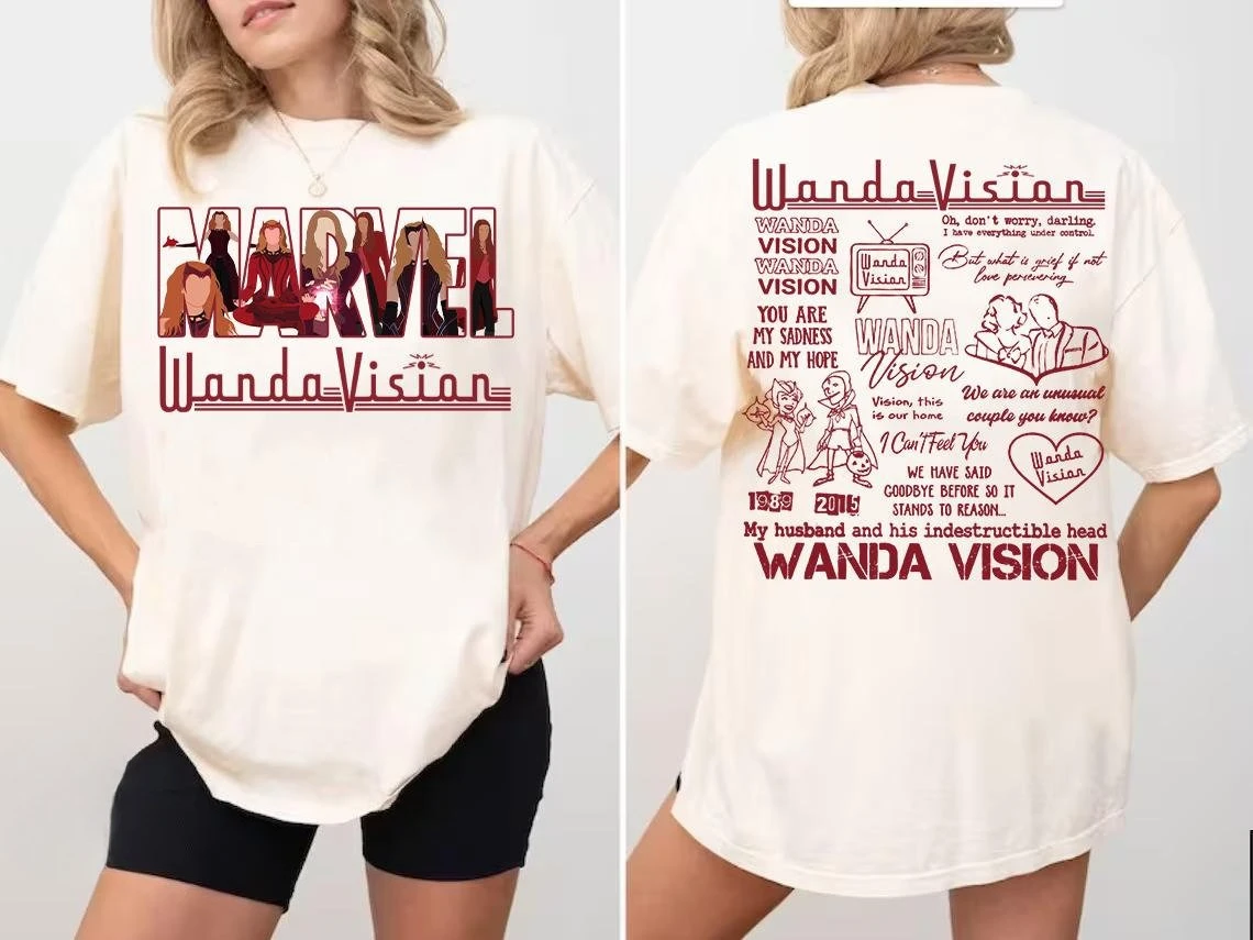 قميص كلاسيكي ملون مريح من واندا فيجن قميص ماكسيموف 1989 قميص ساحرة قرمزي قميص واندا مضاد للبطل المنتقمون