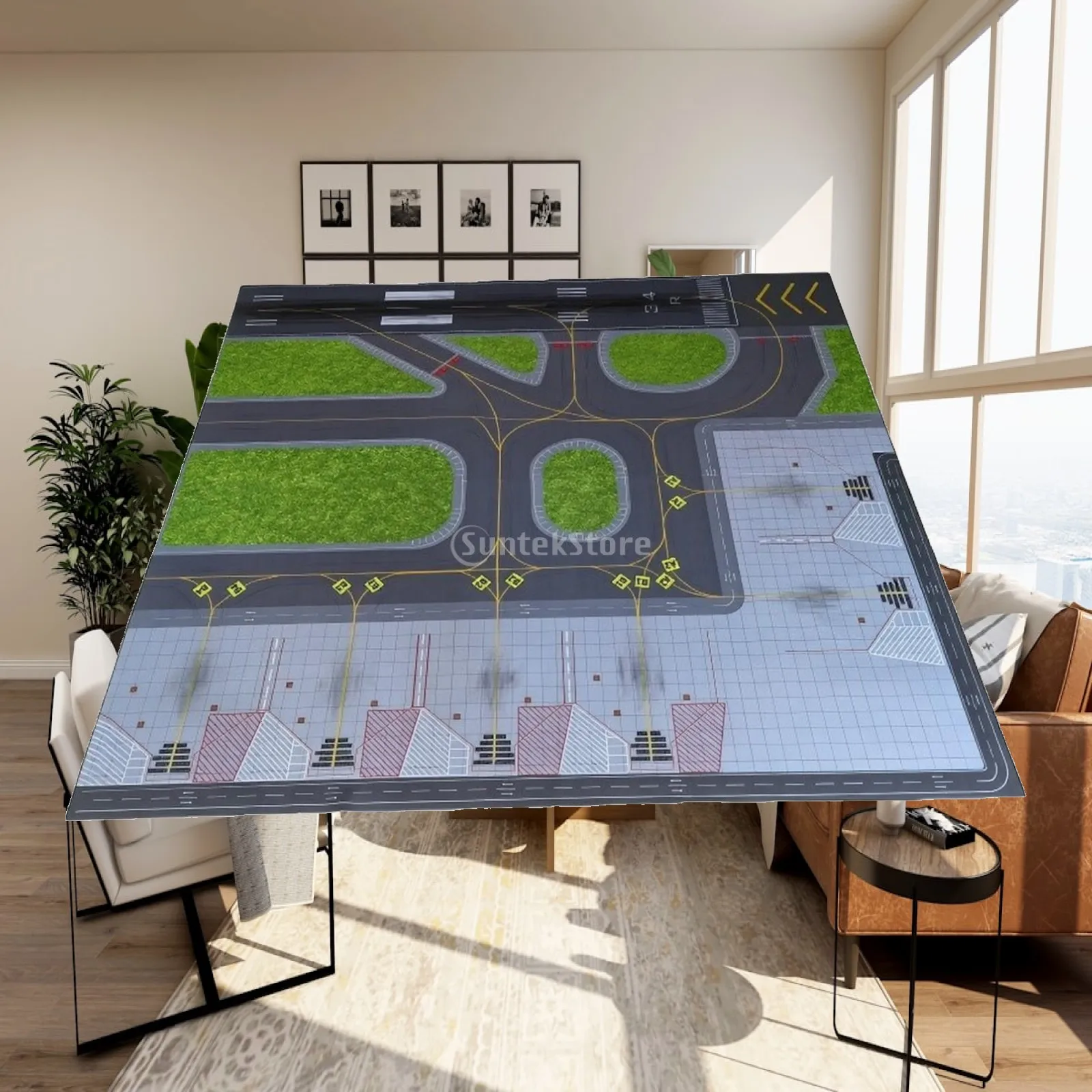 Rubber Airport Apron Play Mat Detailed Airport Runway Play Mat Slim Flexible for Aviation Enthusiasts