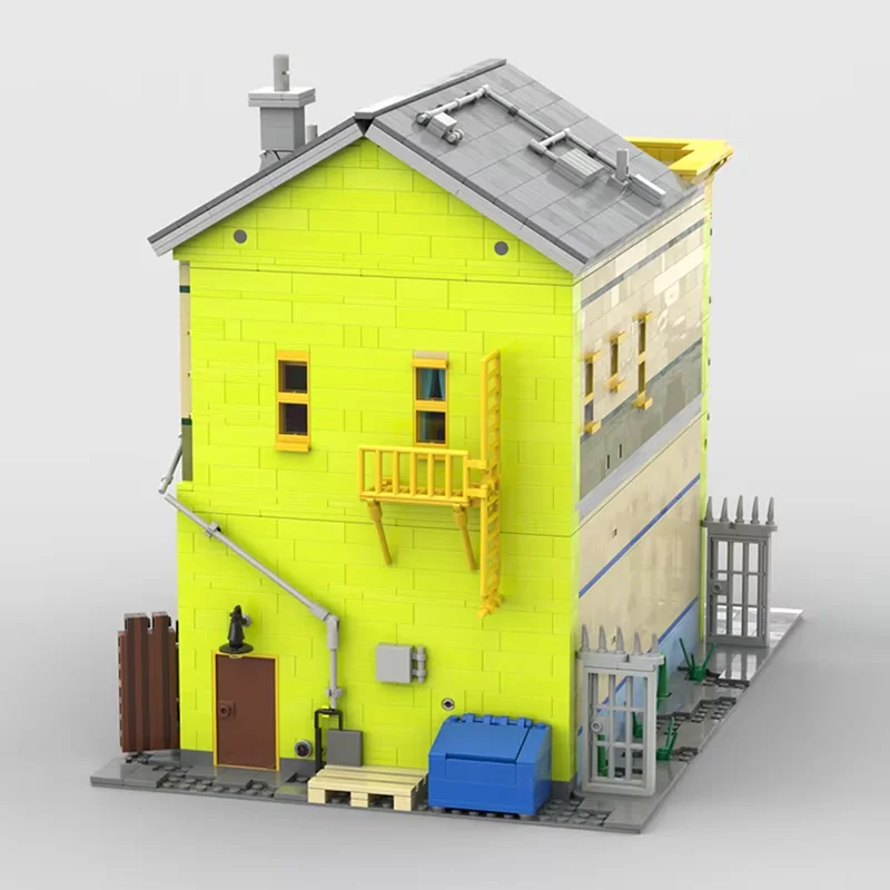 Bloques MOC ciudad arquitectura Modular Anime Bobs Burgers casa modelo Kit de bloques de construcción vista a la calle juguetes creativos DIY regalos para niños