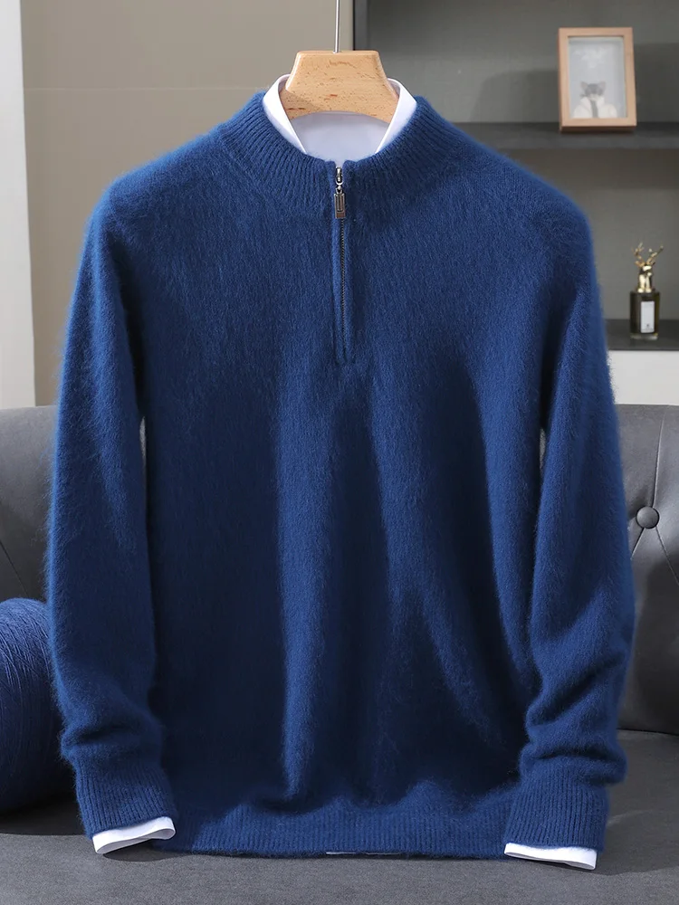 TLOML Heren 100% Nertsen Kasjmier Trui Mock Hals Halve Rits Trui Smart Casual Zachte Herfst Winter Nertsen Kasjmier Dikke Tops
