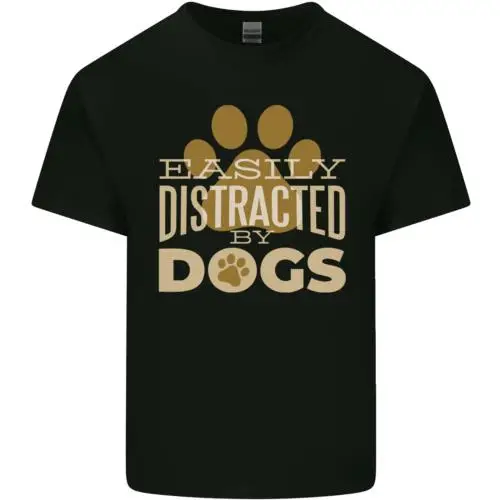 

Easily Distracted By Dogs Funny ADHD Mens Cotton T-Shirt Tee Top