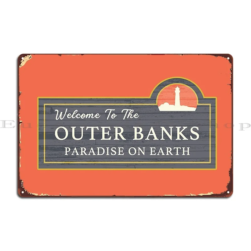 مرحبًا بكم في البنوك الخارجية، ملصق لافتة معدنية مطبوع عليها صدئ لنادي السينما ونادي القصدير