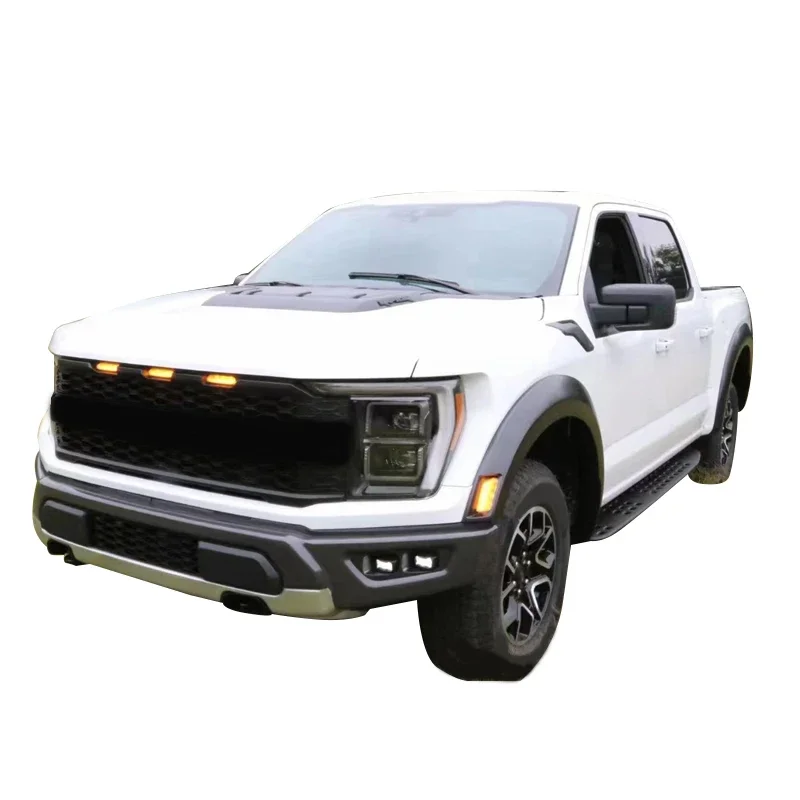 طقم هيكل شاحنة بيك اب لسيارة فورد f150 ترقية إلى 2022 f150 رابتور R مع طقم هيكل المصابيح الخلفية للمصابيح الأمامية