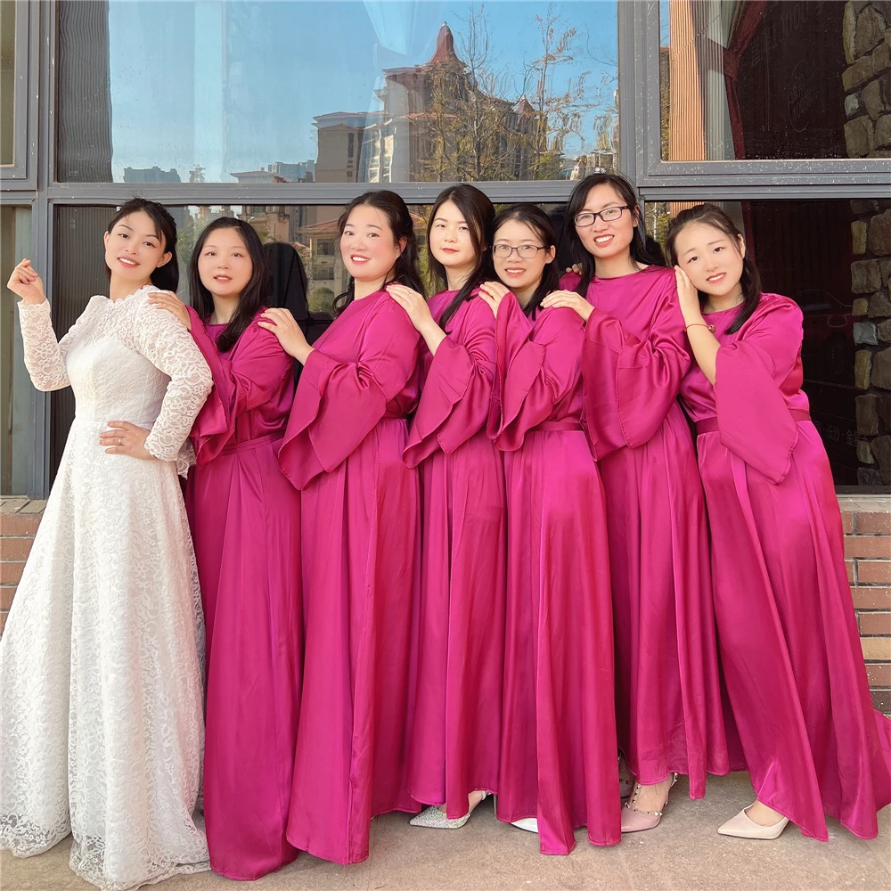 

Elegant Women Bridesmaid Wedding Evening Party Dress Muslim Dubai Abaya Turkey Kaftan Eid Ramadan Abayas Islam Caftan Gown Robe