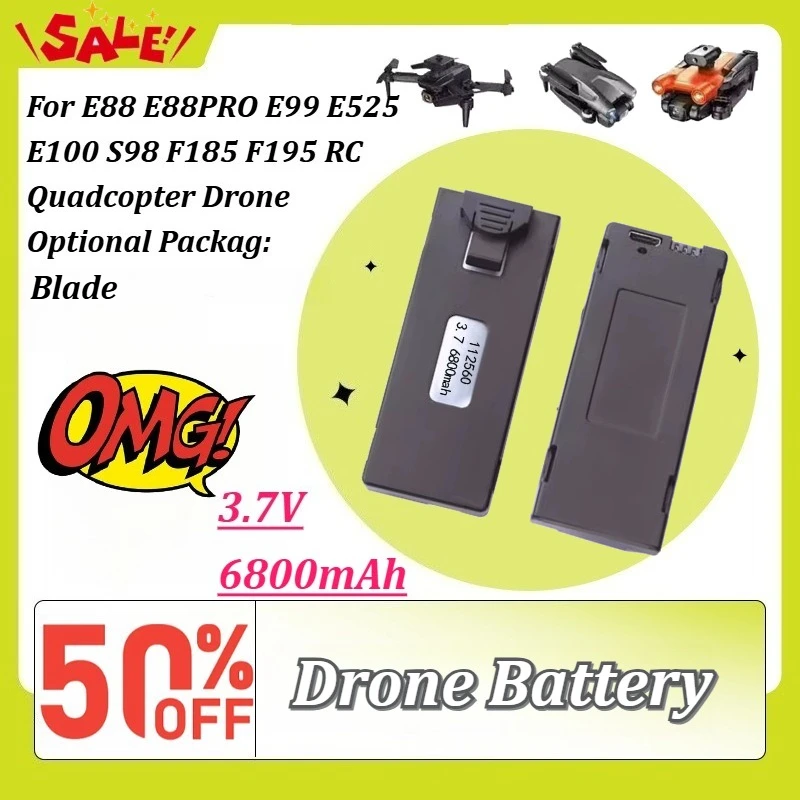 

New Upgrade 3.7V 6800mAh Drone Battery for E88 E88PRO E99 E525 E100 S98 F185 F195 RC Quadcopter Drone Accessories High Capacity