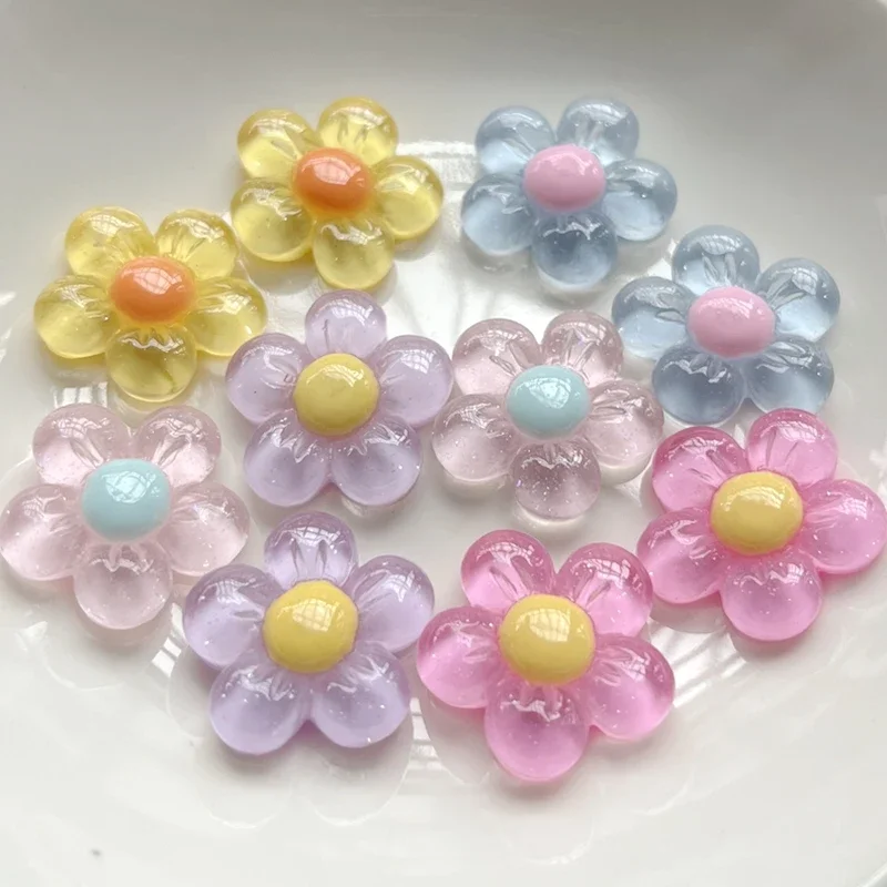 10 szt. Nowy śliczny 20mm żywiczny Floret z płaskim tyłem kaboszon do scrapbooków Kawaii DIY akcesoria upiększające