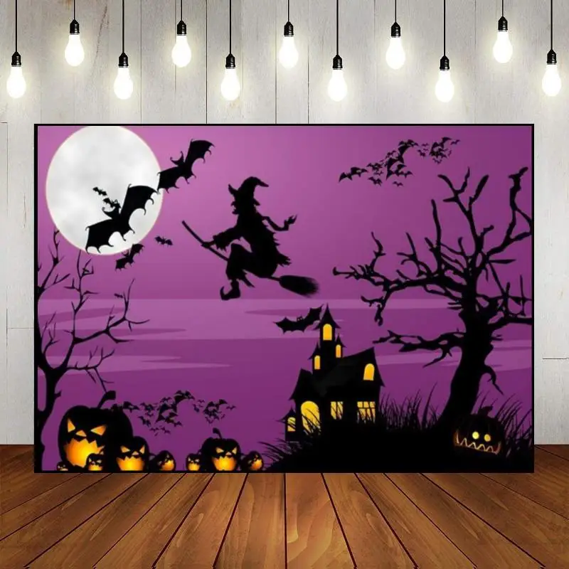 Halloween Spooky Background Custom Birthday Backdrop Spider Photo Pumpkin Lantern Photography Backdrops Banner Decoration Bat