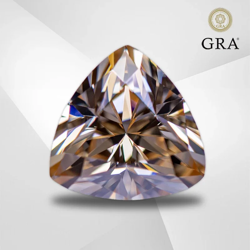 

Moissanite Stone Champagne Primary Color Trillyon Cut with GRA Certificate Lab Grown Diamond Advanced Jewelry Making Materials