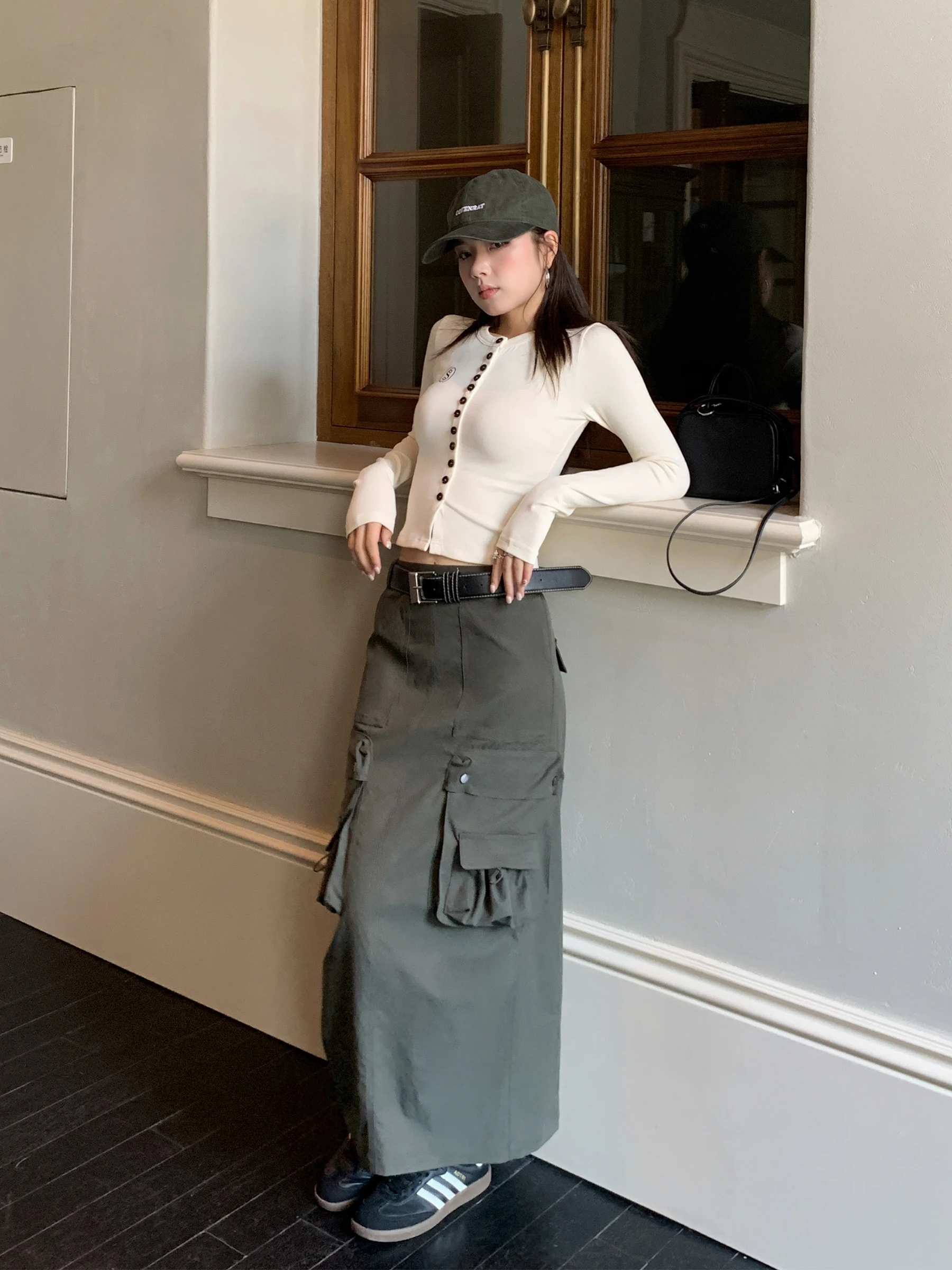 

High Waist Long Casual Workwear Sle Women's Skirt with Multiple kets Urban Commute Casual Leisure Ci Tour Date Skirt