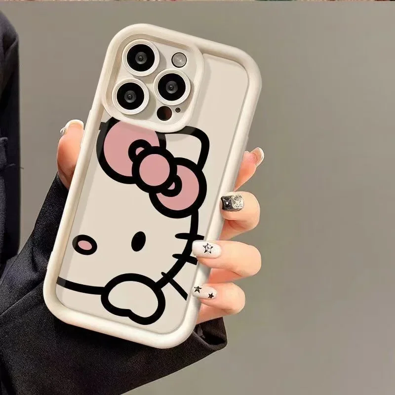 Sanrio Hello Kitty 3D Stereoscopic Phone Case For IPhone 15 14 13 12 11 Pro Max XR XS 7 8 Plus SE2 Silicone Soft Back Cover Y2K