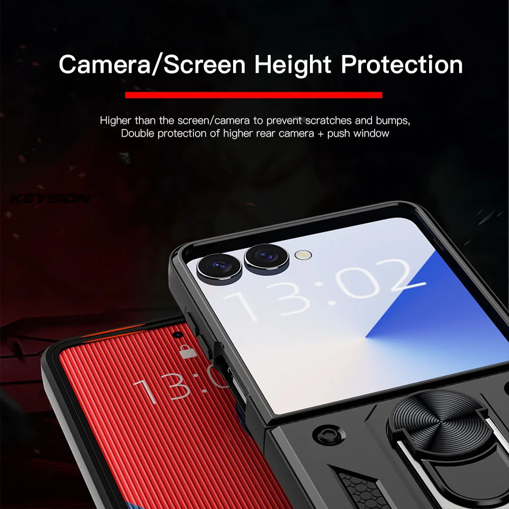 Premium Military Grade Armor Shockproof Protection Case For Samsung Z Flip 7 FE 6 5 Car Magnetic Invisible Ring Bracket Cover view 5