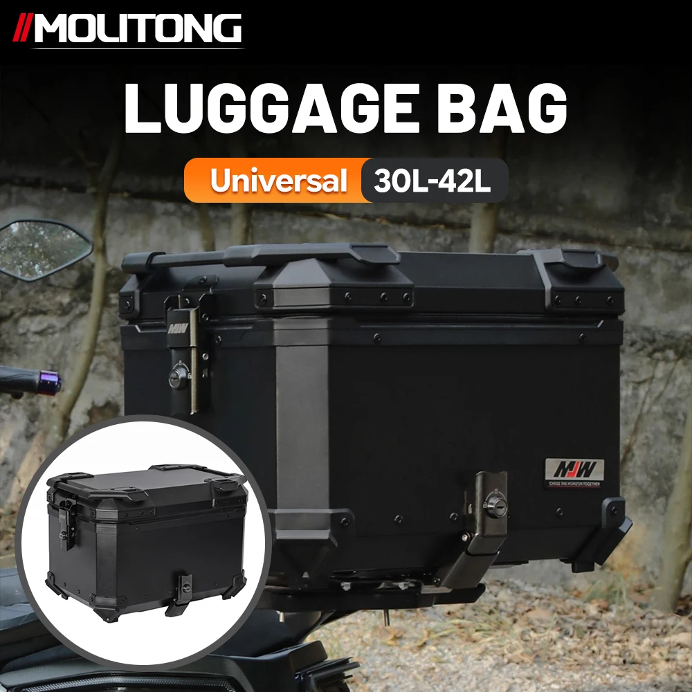 30/42L Side-Opening Aluminum Motorcycle Tail Box Quick Release Universal Scooter E-Bike Rear Trunk