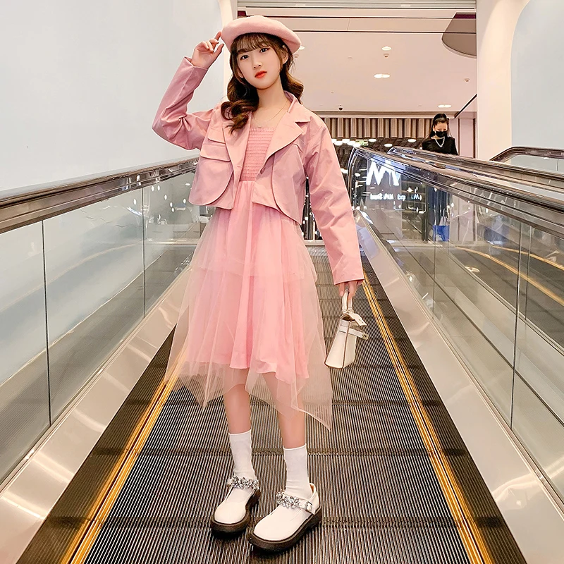 2022 early spring fashion suit suspenders 2-piece Korean version girls' formal dress safety avoid light banquet essential suit