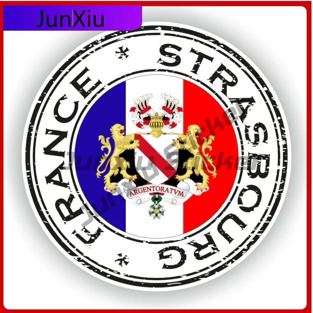 

France Strasbourg Seal Sticker Round Flag Creative Waterproof Vinyl Decal Decoration for Car Body SUV Motocross Windshield