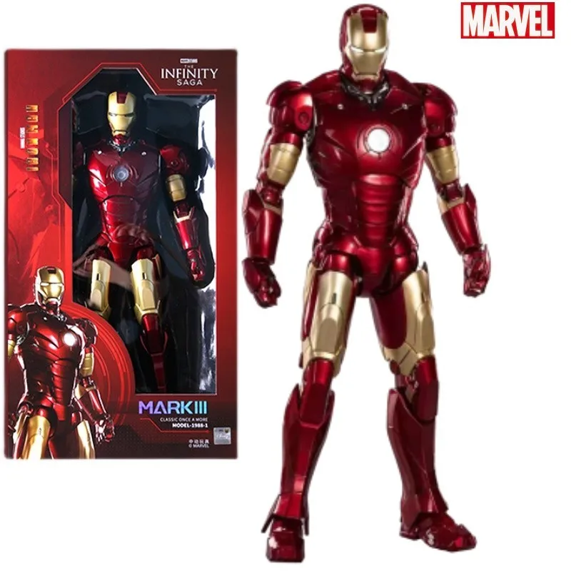 

Zd 1/5 Iron Man 36cm Mk3 Original Legends Led Lighting 10th Anniversary Memorial Collect Tony Stark Model Action Figure Toys