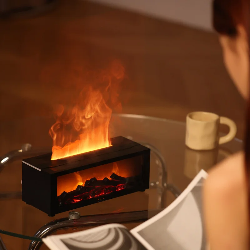 Ultrasonic Cool Mist Humidifier, 7 Colors Firelight Flame Diffuser with Remote, Waterless Auto-Off & Timer for Home Office