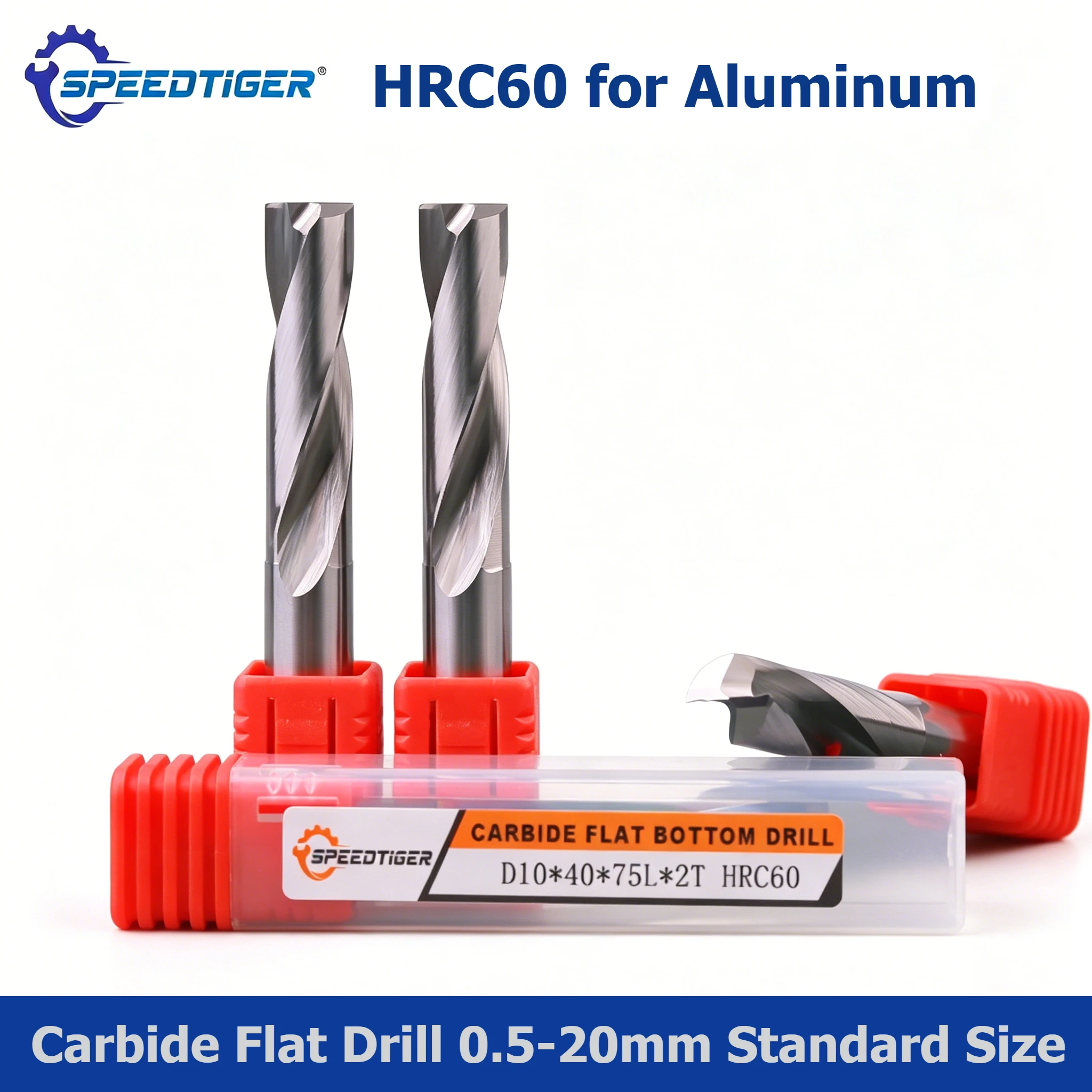 SPEEDTIGER Flat Drill Bit Solid Carbide 0.5-20mm Uncoated for Non-metal Aluminum CNC Inclined Curved Surface Bottom Hole Making