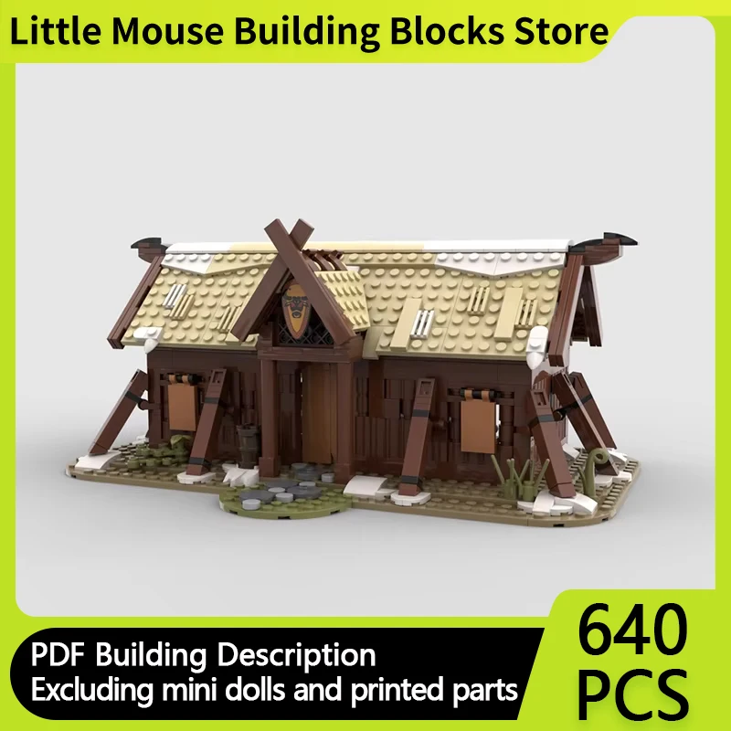 Street View Model MOC Building Bricks Viking Longhouse Wooden House Modular Technology Gifts Holiday Assemble Children Toys Suit