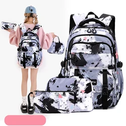 CamSolomon-Sac à Dos avec Boîte à Déjeuner pour Enfant, Cartable Étanche, Cartable Mignon, 3 Pièces