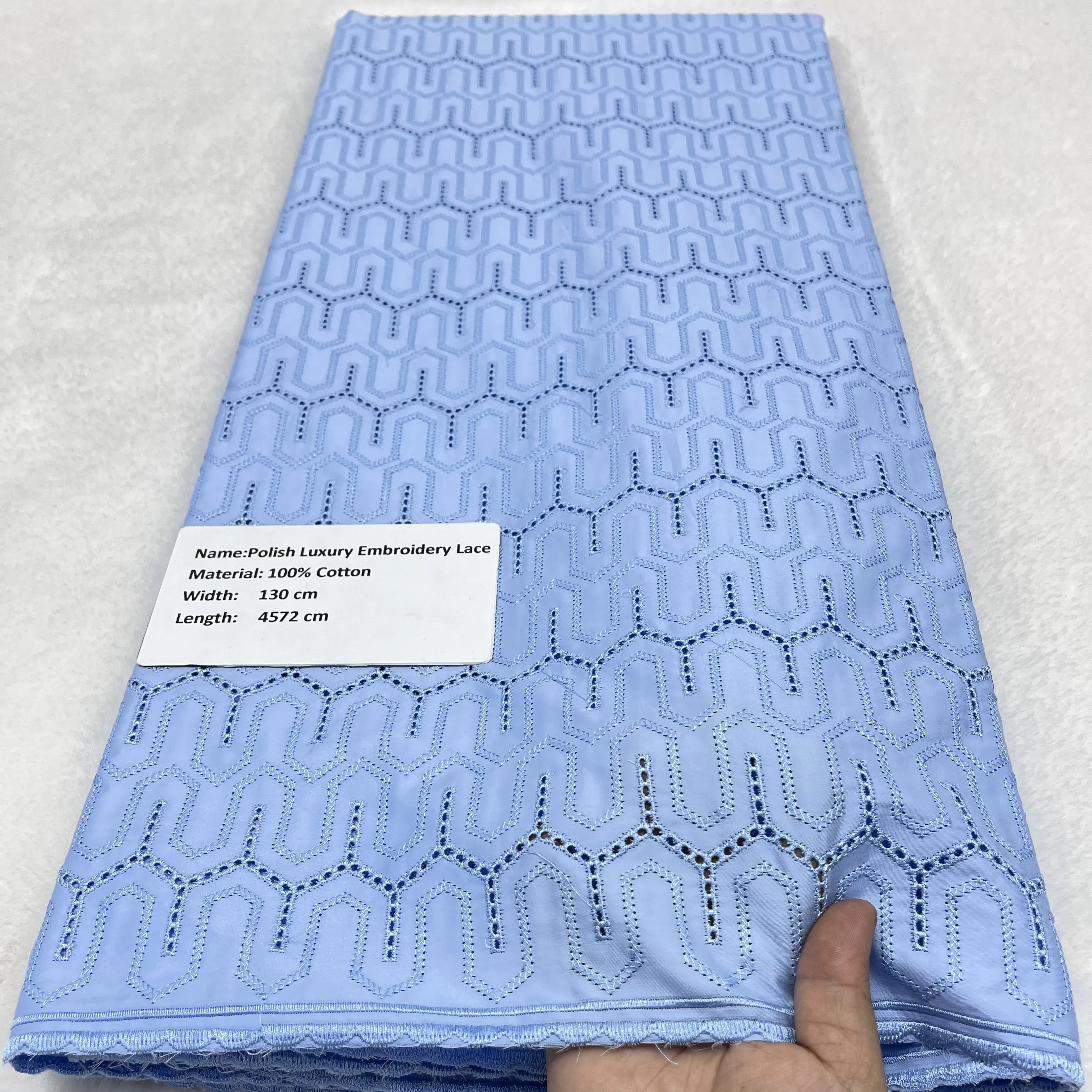 

2025 Fashion 5 Yards Newest African 100% Cotton Lace Fabric High Quality Polish luxury Embroidery Lace Cotton Fabrics for Men