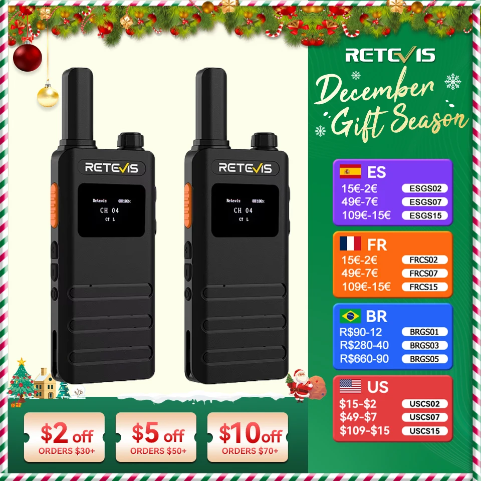 Retevis B63S(3nd Gen RT622) Walkie Talkie 2 Buah dengan Layar LCD Walkie-talkie Ultratipis Bebas Lisensi Tipe C untuk Berkemah Mendaki