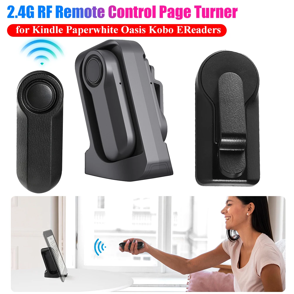 2.4G RF Remote Control Page Turner Page Turner Clicker for Kindle Paperwhite Oasis Kobo EReaders for ipad Tablets Reading Novels