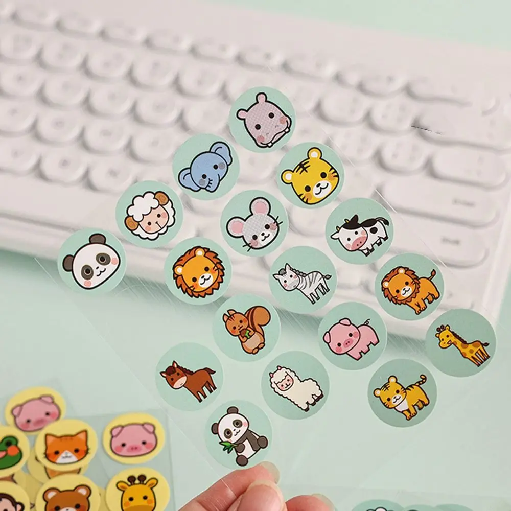 5 sheets/bag Cute Cartoon Animal Sticker Bear Round Sealing Decoration Supplies Handmade Inspirational