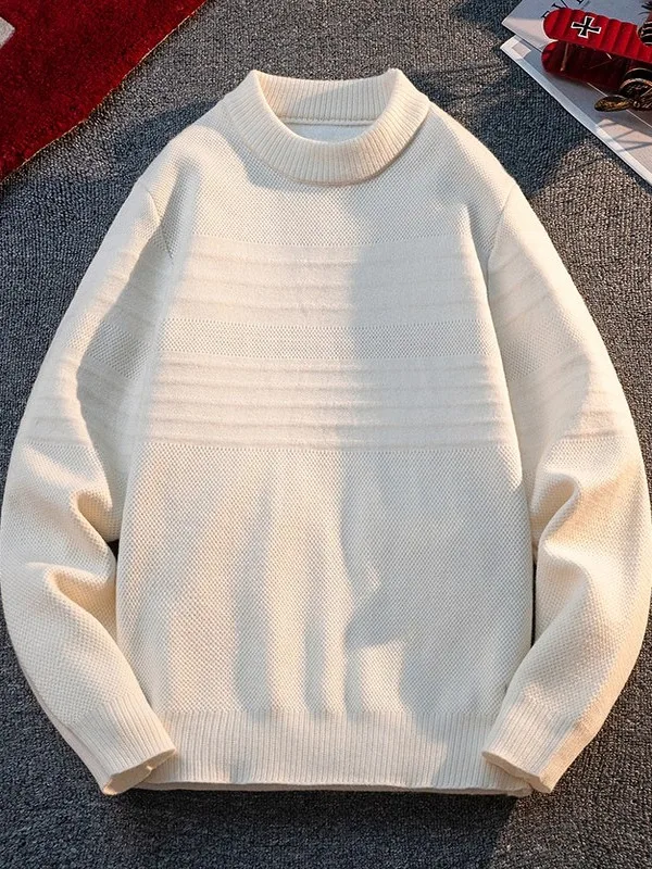 

Casual round Ne Knitted Sweater for Teens And Students Loose Fit Mink Velvet Men's Sweater Trendy Woolen Pullover Winter Wear