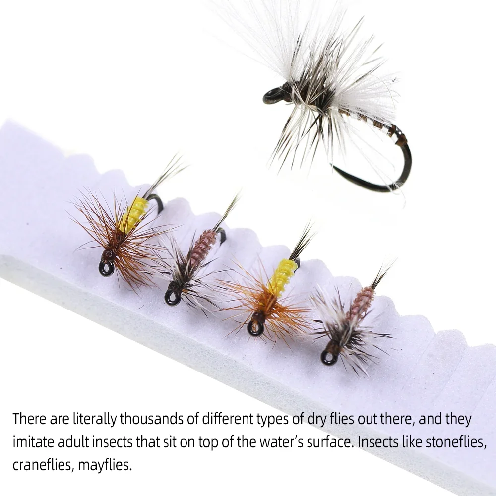 5 Stück/6 Stück # 20 Hahnentritt-Feder Mayfly Haken ohne Widerhaken CDC Feder Trockenfliege Künstlicher Insektenköder Forellen- und Fischgrälfischerköder – Detail 8
