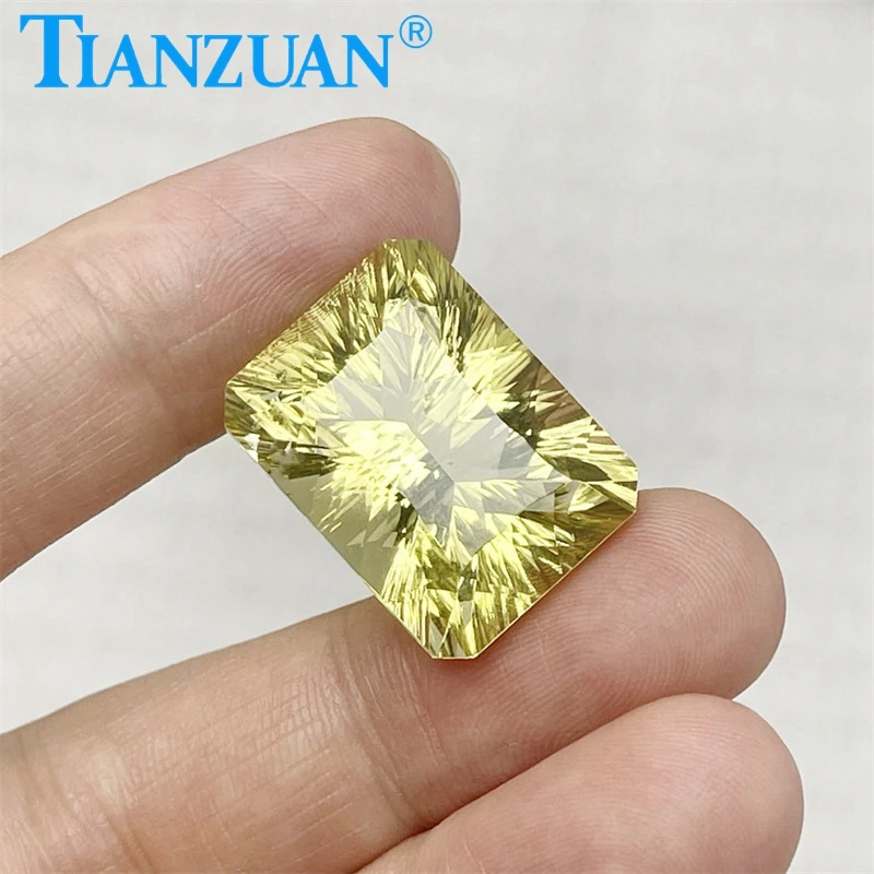 28.55ct Natural Citrine Greenish Yellow Color Octagonal Shape Brilliant Cut Loose Gem Stone with GRC Certified