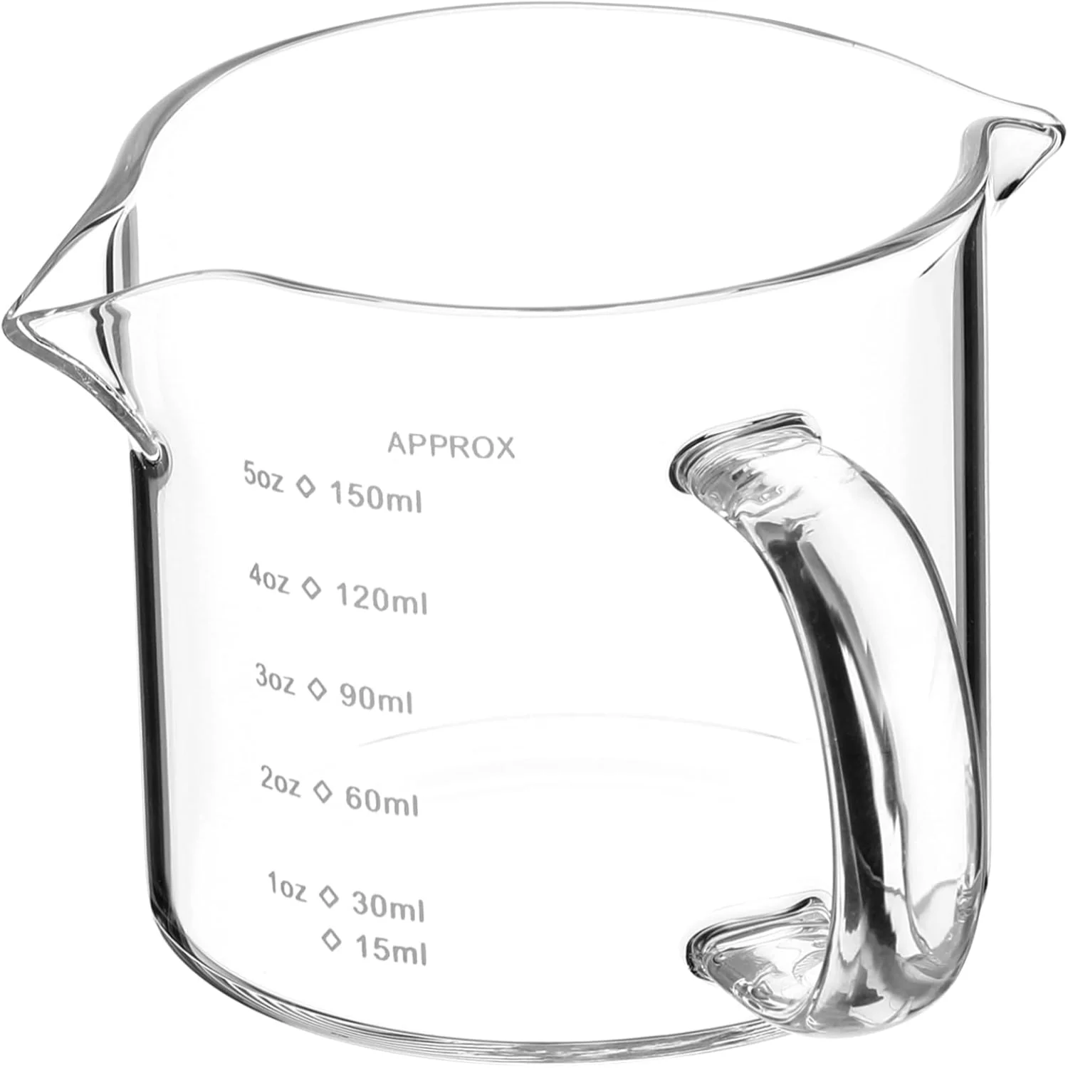 Mother's Day - Elegant 150ml Glass Creamer Pitcher - Espresso Milk Measuring Cup with Double Spouts - for Coffee - Tea - Maple S