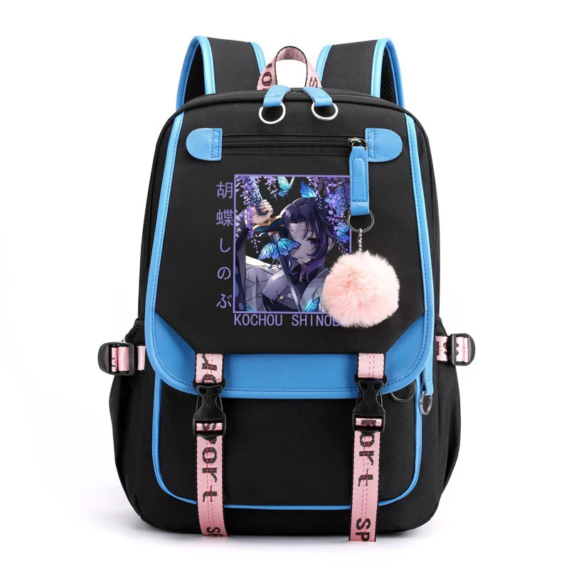 New Anime Kochou Shinobu Printing Backpack Casual Backpack Boys Girls Large Schoolbag Fashion Travel Bag