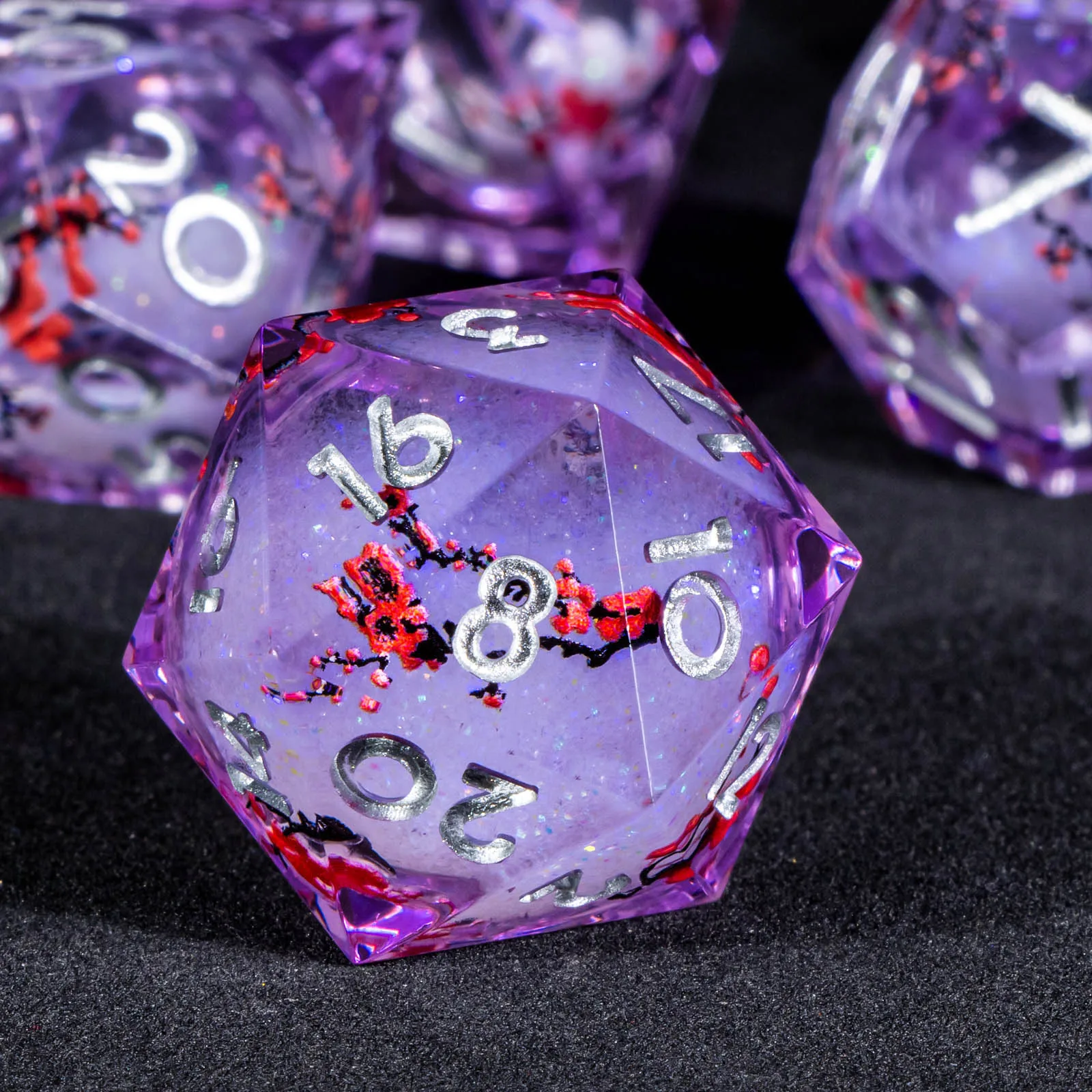 

Набор кубиков DnD Liquid Core для Dungeons and Dragons, кубики Liquid Heart для D&D RPG, фиолетовые кубики, с острыми гранями, рождественские подарки