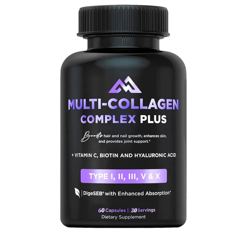 60 capsules of multi collagen biotin, hyaluronic acid, vitamin C hair growth support supplement for skin and nail beauty complex