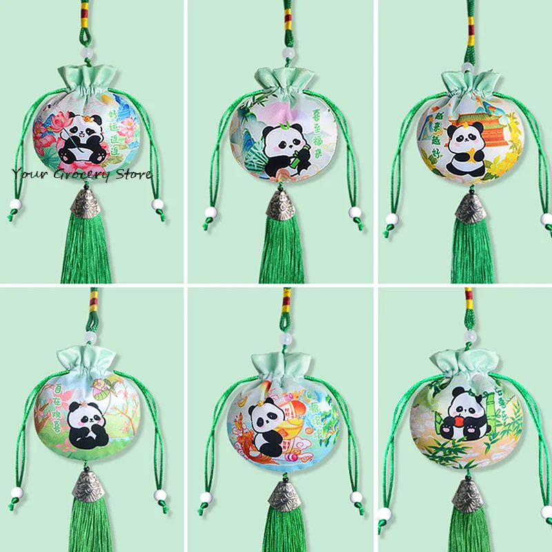 Sachet Empty Bag Chinese Style Jewelry Storage Bag Panda Pattern Embroidery Sachet Lucky Tassel Drawstring Bag