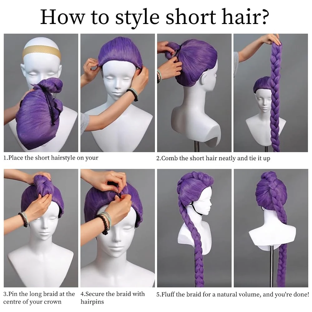 K-Pop شيطان هنتر رومي تأثيري الشعر الاصطناعية 47 بوصة انفصال ذيل حصان هالوين عيد الميلاد موضوع حفلة أنيمي الأرجواني شعر مستعار #6