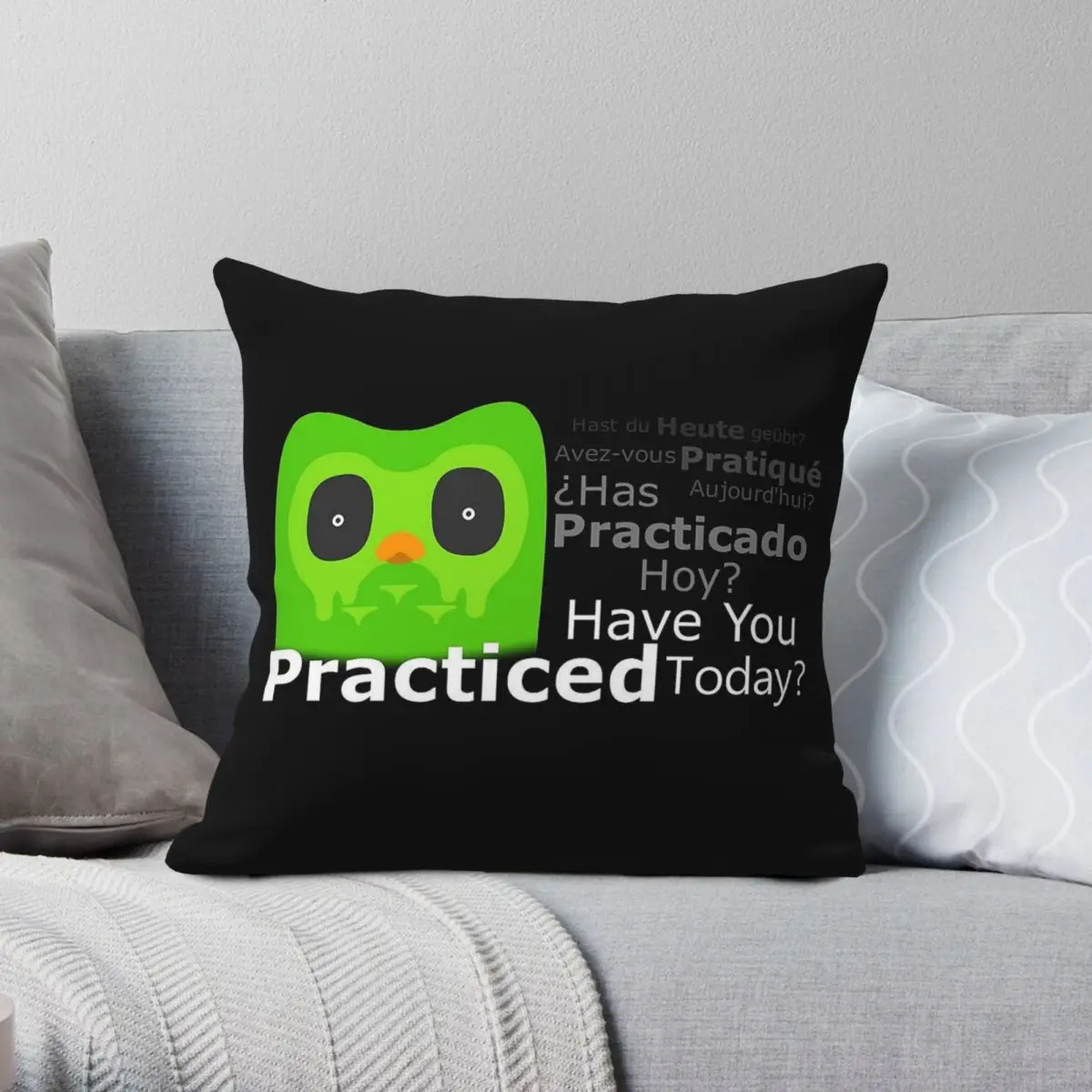 Квадратная наволочка Duolingo Duo Owl Practice, полиэстер, лен, бархат, креативный декор на молнии, наволочка, чехол для подушки для комнаты