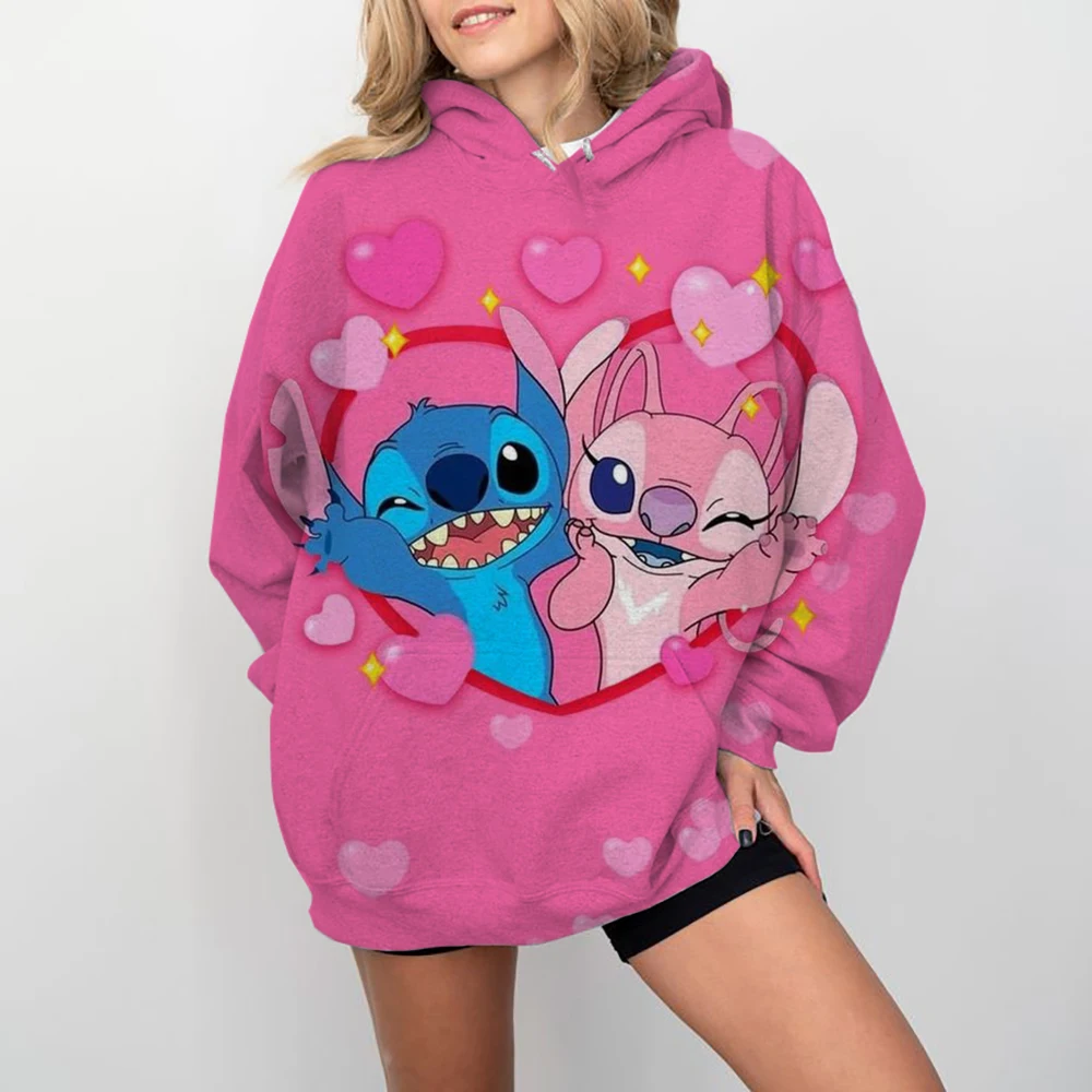 Cartoon Anime Women Hoodie Stitch Ohana Casual Cool Women Oversized Sweatshirt Spring Autumn Clothing Coat