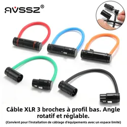 AVSSZ Low profile 3 Pin XLR Connector Cable Right Angle L Shape Plug Microphone Mixer Amp Professional Audio Line Male to Female