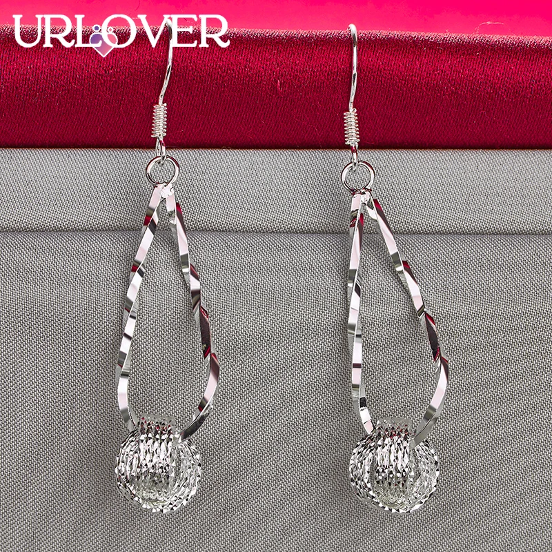 URLOVER 925 Sterling Silver Earring For Woman Double-loop Drop Earrings Fashion Party Birthday Engagement Wedding Jewelry Gift