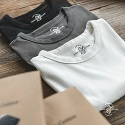 Maden Vintage 250g Heavyweight White T Shirt for Men 100% Cotton Crewneck Short Sleeve T-Shirts Summer Classic Undershirt Tees