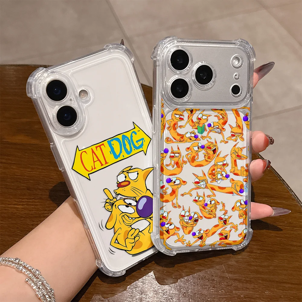 Cute C-Catdog Phone Case For Samsung Galaxy S26 S25 S24 S23 S22 S21 S20 Edge FE Ultra Plus 4G 5G Anti Fall Clear TPU Cover
