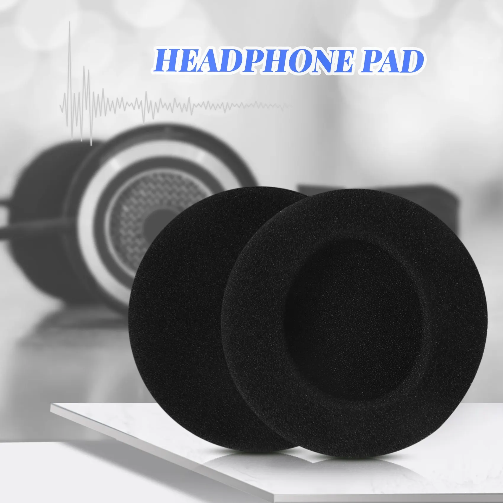 4 pasang penutup bantalan Earphone pengganti 55mm untuk Headset Headphone hitam