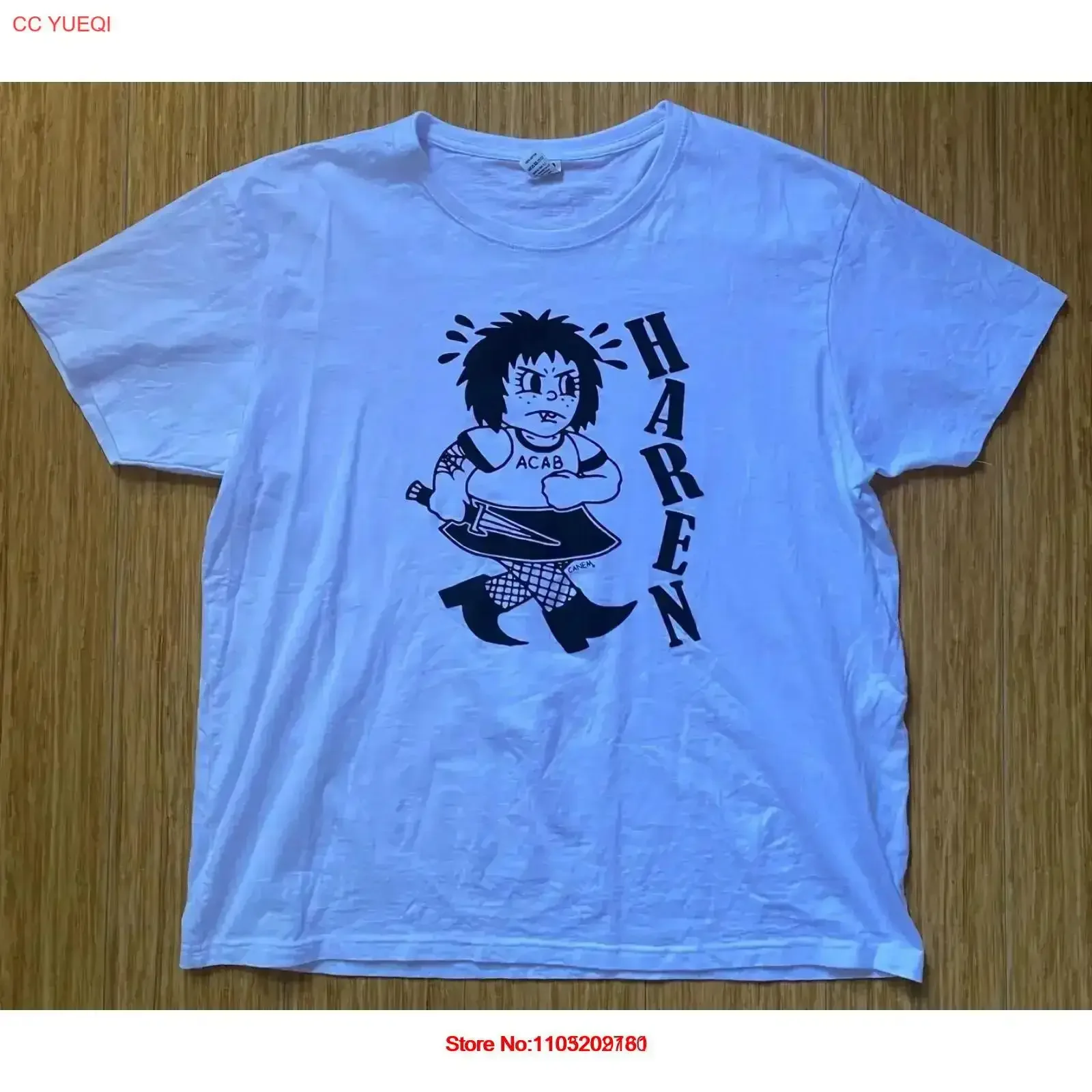 

HAREN T Shirt XL Spanish hardcore punk oi RARE design DIY vintage Washed Soft Top For Everyday Wear streetwear Stretched